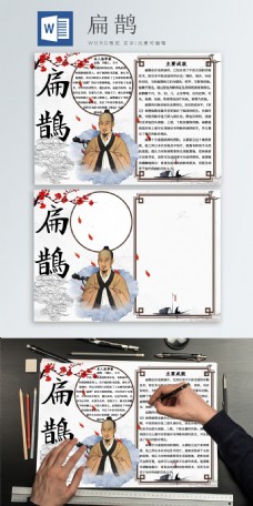 名人医学家扁鹊水墨画复古手抄报