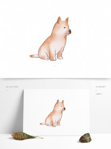 水彩文艺手绘小狗