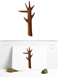 手绘冬季树枝卡通透明素材