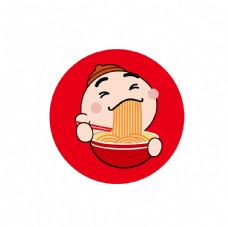 卡通吃面小人logo矢量