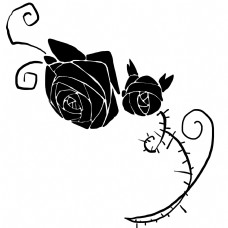黑色的花朵装饰插画