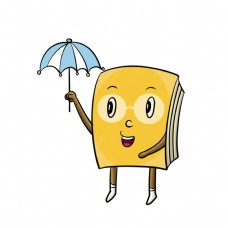 打伞的书本装饰插画