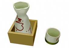 日本酒杯容器插画