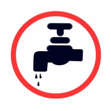 禁止浪费水警示牌插画