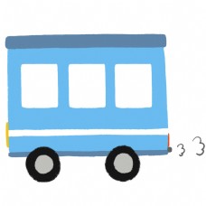 蓝色立体公交车插图