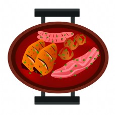 美味烧烤火锅插画
