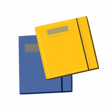 蓝色黄色文件夹插画