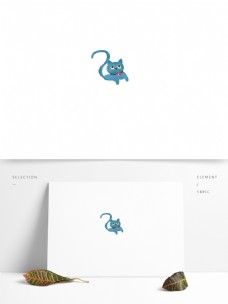 原创可爱蓝色猫元素设计