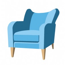 天蓝色家具椅子插画