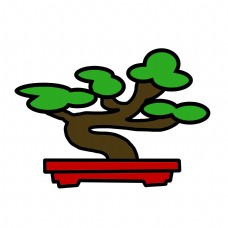 日本树木装饰插画