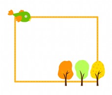 SPA插图小鸟树木边框插图