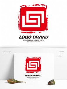 中国风设计中国风红色印章标志公司LOGO设计矢量
