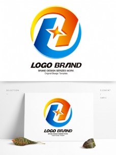 标志设计矢量大气红蓝字母H标志公司LOGO设计