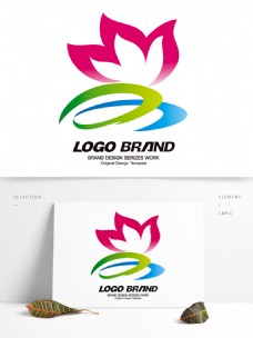 标志设计矢量中国风荷花LOGO设计公司标志