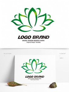 设计公司简约创意绿色荷花标志公司LOGO设计