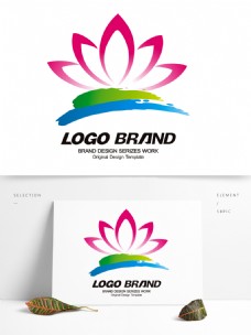 矢量中国风荷花logo公司标志设计