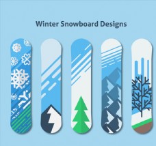 树木5款彩色冬季图案单板滑雪板