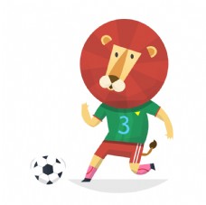 运动卡通狮子足球运动员卡通形象