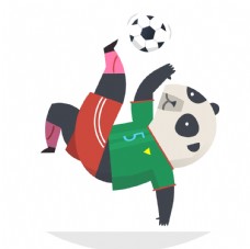儿童熊猫足球运动卡通形象