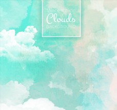 云水水彩绘梦幻云朵天空
