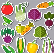 豌豆13款彩色常见蔬菜贴纸