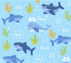 字体模板海洋动物和文字图案
