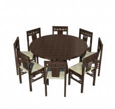 桌子中式实木圆桌椅子