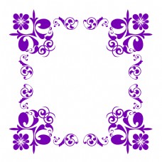 欧式边框紫色花朵花藤插图