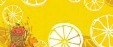夏季水果黄色简约风海报banner背景