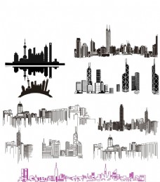 炫彩海报设计城市剪影
