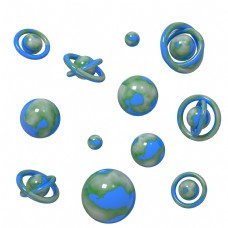 C4D蓝绿色地球立体装饰漂浮元素
