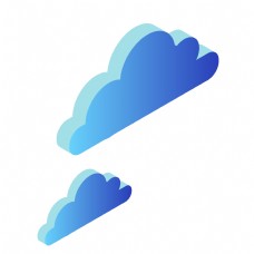 蓝色圆弧创意白云漂浮元素