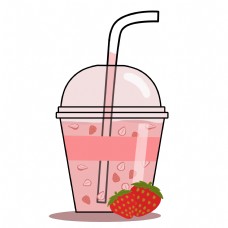 夏季冰饮草莓汁PNG图