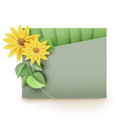 向日葵绿色折纸文字框