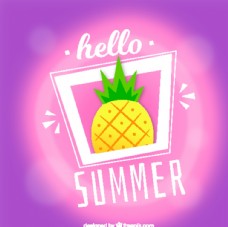 度假创意菠萝你好夏季艺术字矢量素材