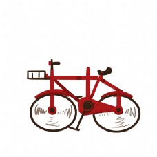 卡通红色的单车免抠图