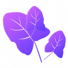 紫色树叶卡通装饰免抠图