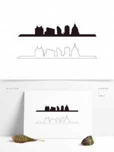 北京城市建筑黑白剪影