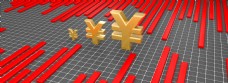 金融理财金融商业红色上涨人民币符号背景