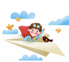 儿童节宣传儿童节儿童坐飞机儿童png免抠图