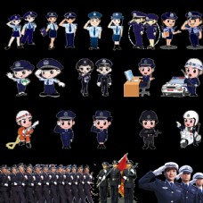 警察卡通透明图层素材PNG格式