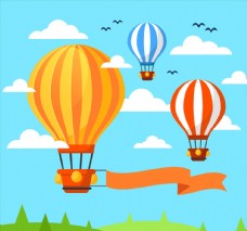 创意天空中的彩色条纹热气球