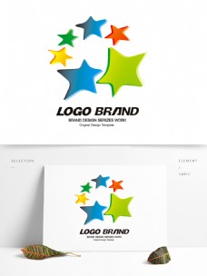 矢量创意黄蓝绿星光logo公司标志设计