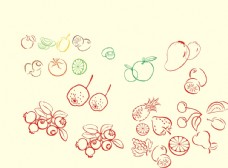 蔬菜水果水果蔬菜线条矢量图