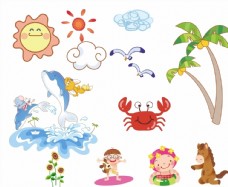 其他生物海洋卡通小人物