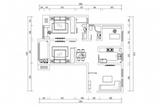 三居室户型CAD平面布置图