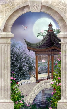 中式柱罗马柱中式凉亭