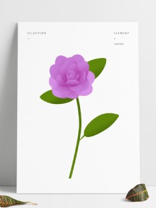 简约手绘矢量紫色玫瑰花朵绿叶设计元素