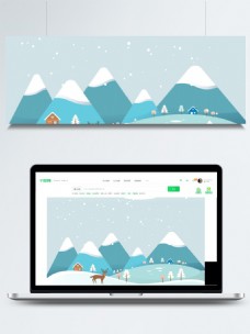 远山传统冬季节气雪景背景设计