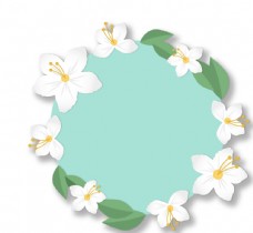 白色花精美创意白色茉莉花花环矢量素材
